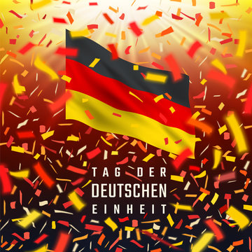 Germany Independence Day card with flag, confetti