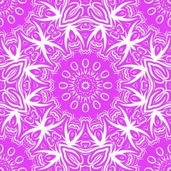Floral Geometric Pattern with hand-drawing Mandala. Vector super illustration. For fabric, textile, bandana, scarg, print.