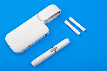 electronic cigaret blue background 