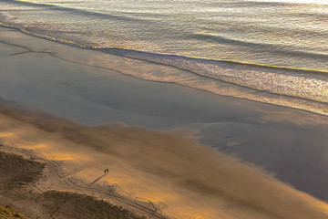 Coastal views of Black's beach with sand and waves