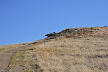Fields of grasslands with scenic canyon ranges all around them with wintered vegetation, valleys, and pathways for ambitious hikers, backpackers, and wildlife.