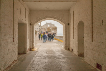 Old charm porte-cochere pass through.