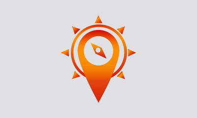 orange location pin compass icon vector