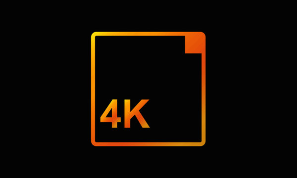 camera 4k format icon vector in gold style design