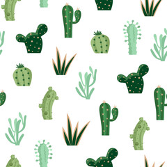 cartoon seamless background with cactus. vector illustration