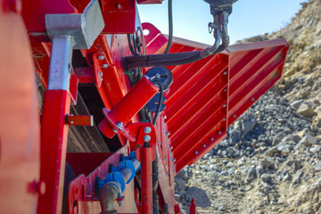 Hydraulic levers on a dump truck in construction © Jason