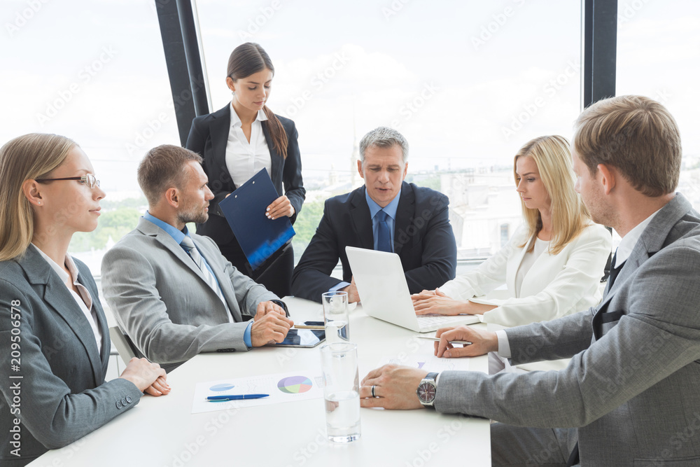 Poster business people team at meeting