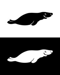 Smiling fur-seal silhouette