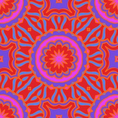 Seamless floral texture on color background. Element for design. Geometric pattern. Vector illustration.