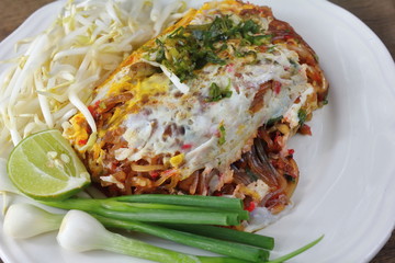 Fried noodle Thai style with egg is delicious