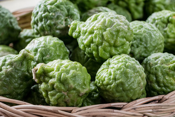 Basket of Thai Bergamot fruits