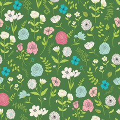 flower garden green vector seamless repeat background - 209510762