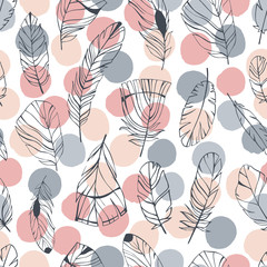 Seamless pattern with feathers.
