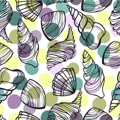 Seamless pattern with seashells.