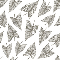 Tropical trendy seamless pattern with exotic leaves.