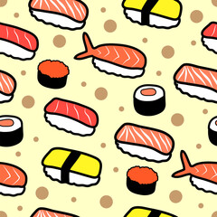 sushi doodle seamless pattern