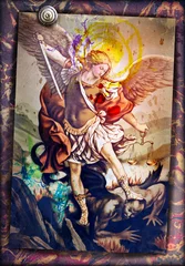 Foto auf Acrylglas Phantasie Heiliger Erzengel Michael, heiliges Bild der antiken Kunst, hingebungsvolle Menschen