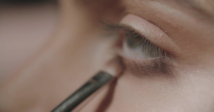visagiste making bright makeup for young model 4k