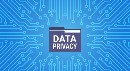 data privacy on circuit board background protection of personal data storage General Data Protection Regulation GDPR concept vector illustration