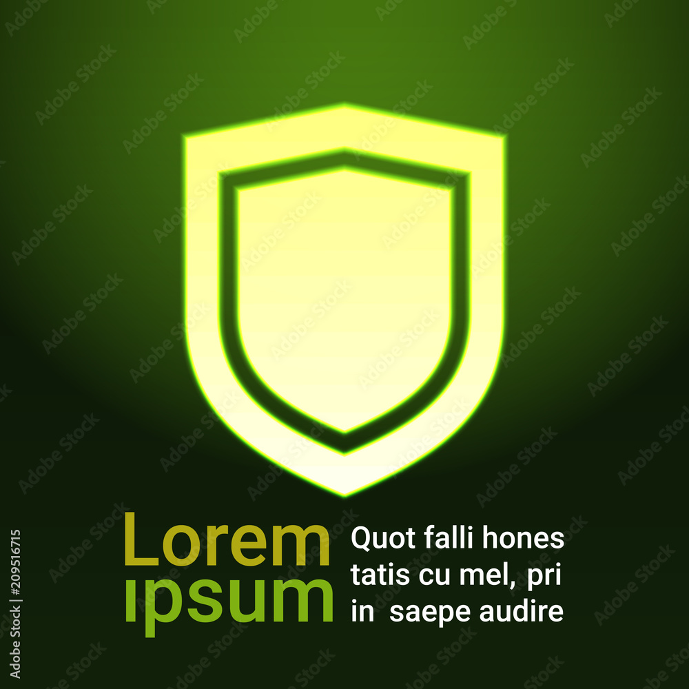 Poster shield over green data protection privacy concept gdpr cyber security network background. shielding 