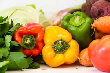 variety of vegetables grown in the organic garden