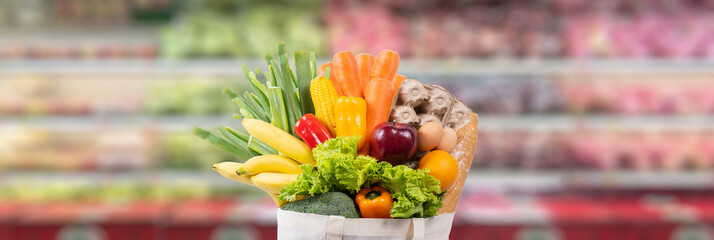 Grocery  health food vegetable  shopping at the supermarket