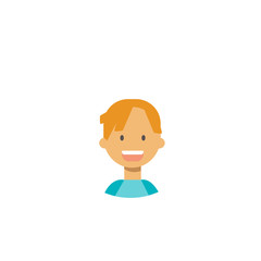 cute children face happy girl portrait on white background, female avatar flat vector illustration