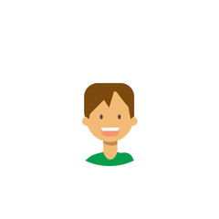 cute children face happy boy portrait on white background, male avatar flat vector illustration
