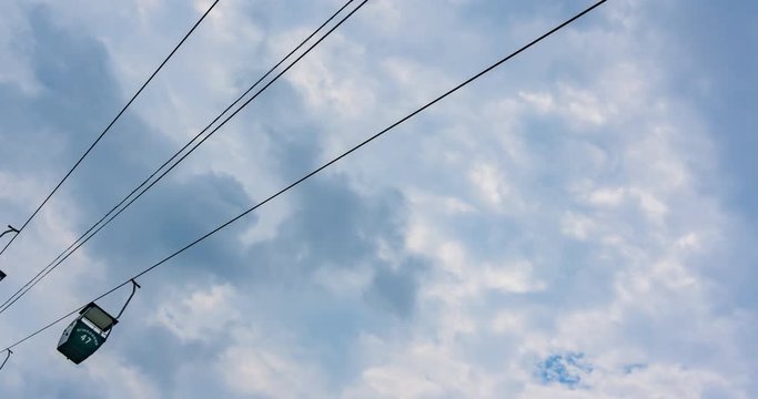 Timelapse, ZhongGu Ropeway With Blue Sky Background