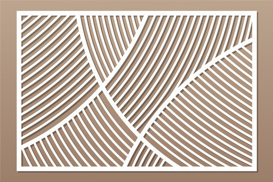 Decorative card for cutting. Geometric linear pattern. Laser cut panel. Ratio 2:3. Vector illustration.