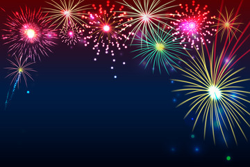 Fototapeta na wymiar Fireworks background with space for text, illustration vector.