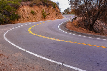 Winding road located in Fallbrook late day