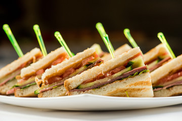 Grilled BLT Bacon, Lettuce and Tomato Sandwiches with Chicken and Avocado