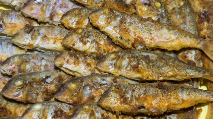 Obraz na płótnie Canvas Fresh fried fish. Mullus barbatus