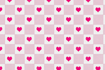 Square and red heart pattern with paper textured