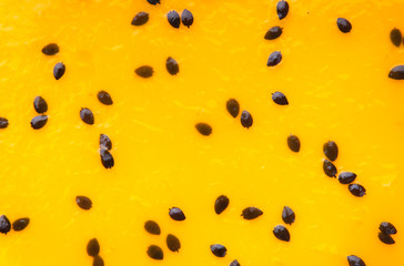 Closeup of a passion fruit cheesecake 