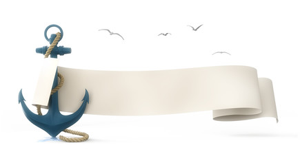 A vintage nautical banner with a seaside anchor 3d model  © lightmachine