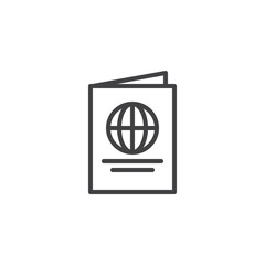International passport outline icon. linear style sign for mobile concept and web design. Pass document simple line vector icon. Symbol, logo illustration. Pixel perfect vector graphics