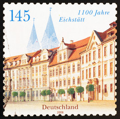 Houses of Eichstatt on german postage stamp