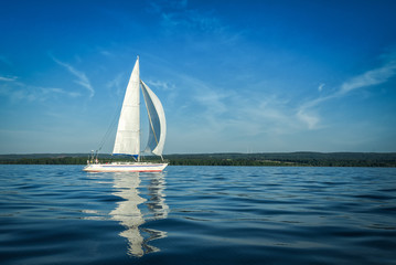 Fototapeta premium Sailboat on big Swedish lake