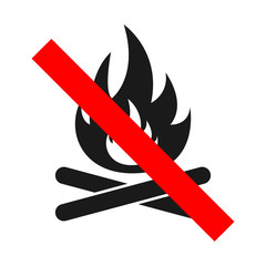 NO BONFIRE sign. Do not make fire. Vector.