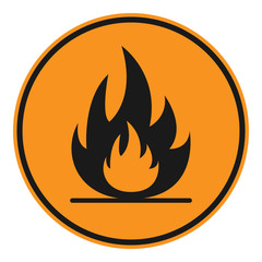 FIRE HAZARD sign. Round. Vector.
