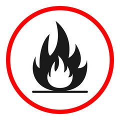 FLAMMABLE SIGN. Round. Vector.
