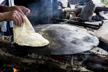 Azerbaijan national cuisine - kutabs in making