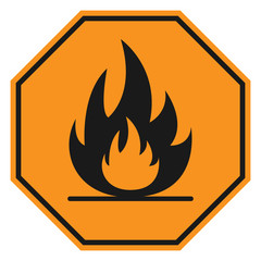 HIGHLY FLAMMABLE sign. Octagon. Vector.