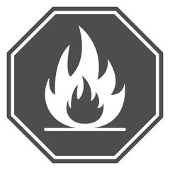 HIGHLY FLAMMABLE sign. Octagon. Vector.
