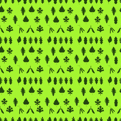 Seamless pattern, green leaves, on a light green background, summer design,