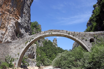 Kokkori arched stone bridge Zagoria Greece