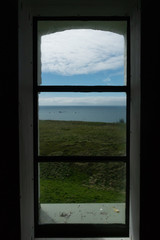 A view of the Pacific Ocean from inside the Cape Blanco LIghthouse on the Oregon Coast