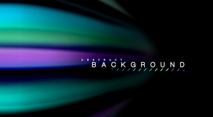 Obraz premium Abstract wave lines fluid rainbow style color stripes on black background. Artistic illustration for presentation, app wallpaper, banner or poster